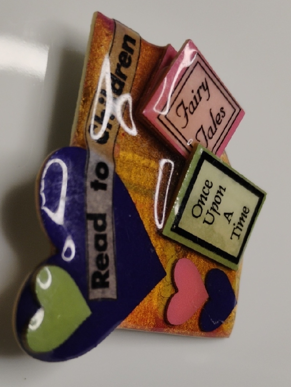 Book Brooch by Lucinda Resin Style Enamel
